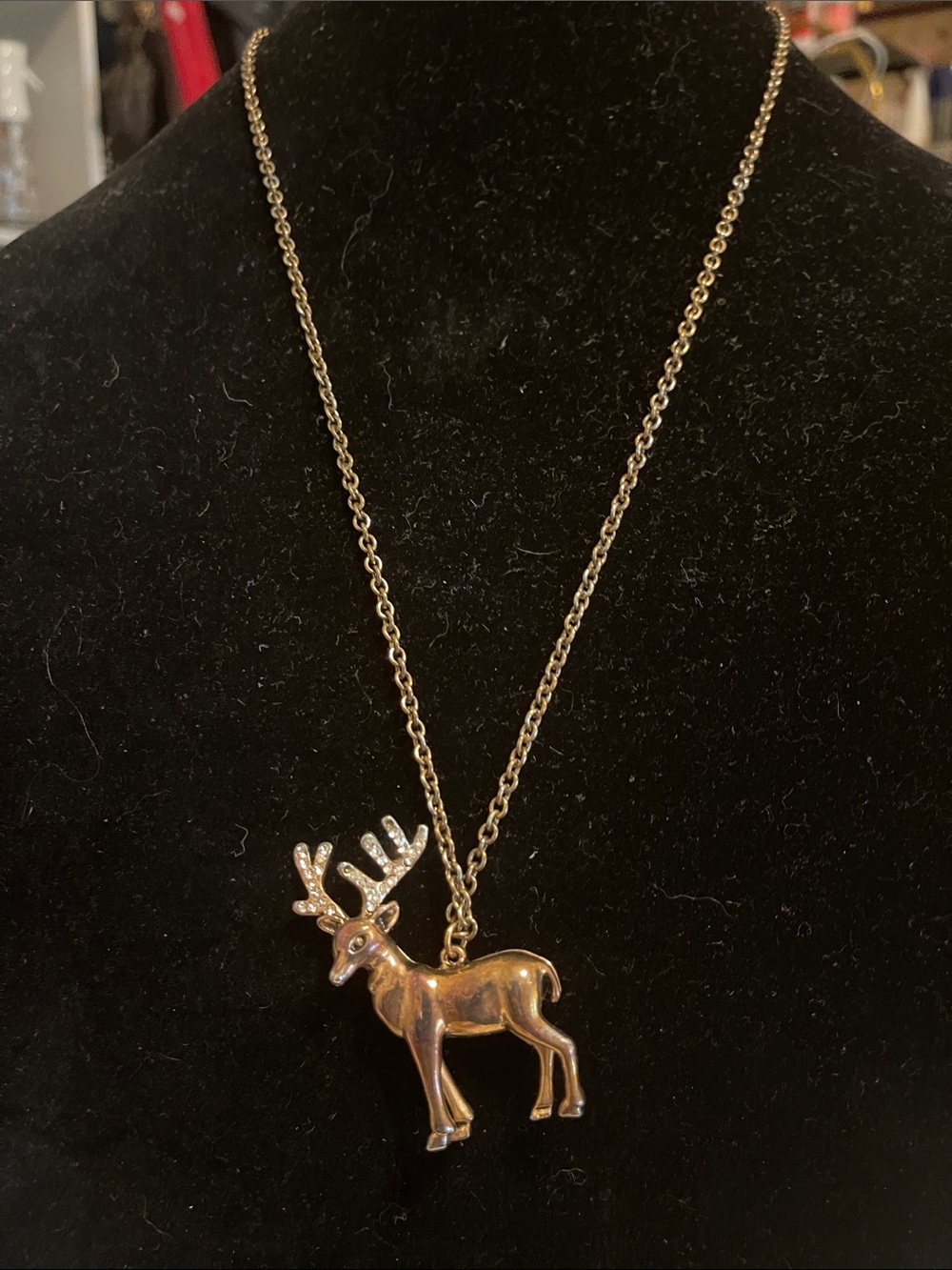 Gold-Tone Reindeer Pendant Necklace - Women Jewelry